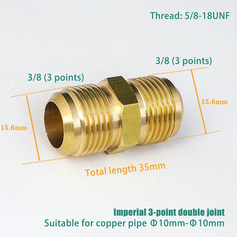 Equal Reducer Nipple Flare Tube OD 1/4" 5/16" 3/8" 1/2" 5/8" 3/4" 7/8" SAE-Standard Brass Pipe Fitting Connector Air Coniditoner