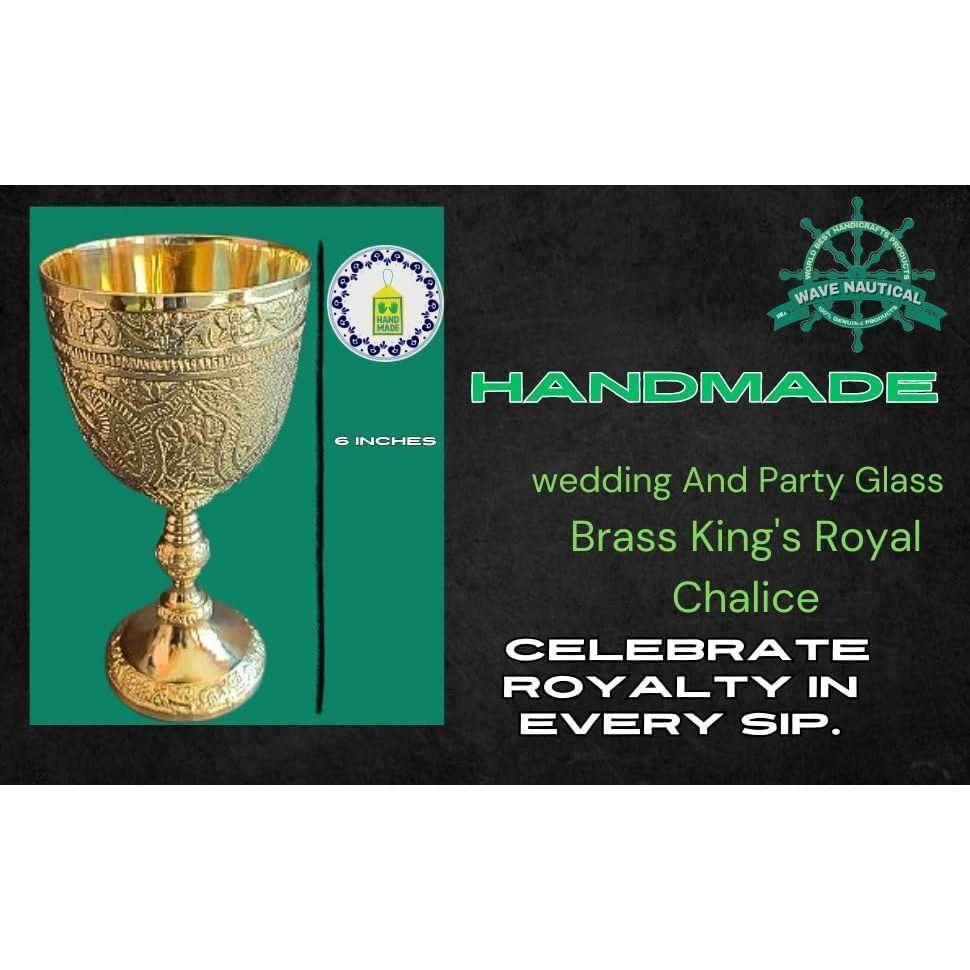 Engraving Brass Goblet Glass Engraved Handmade Royal King Wine Cup Royal 6 Inch Goblet Glass Brass Decor