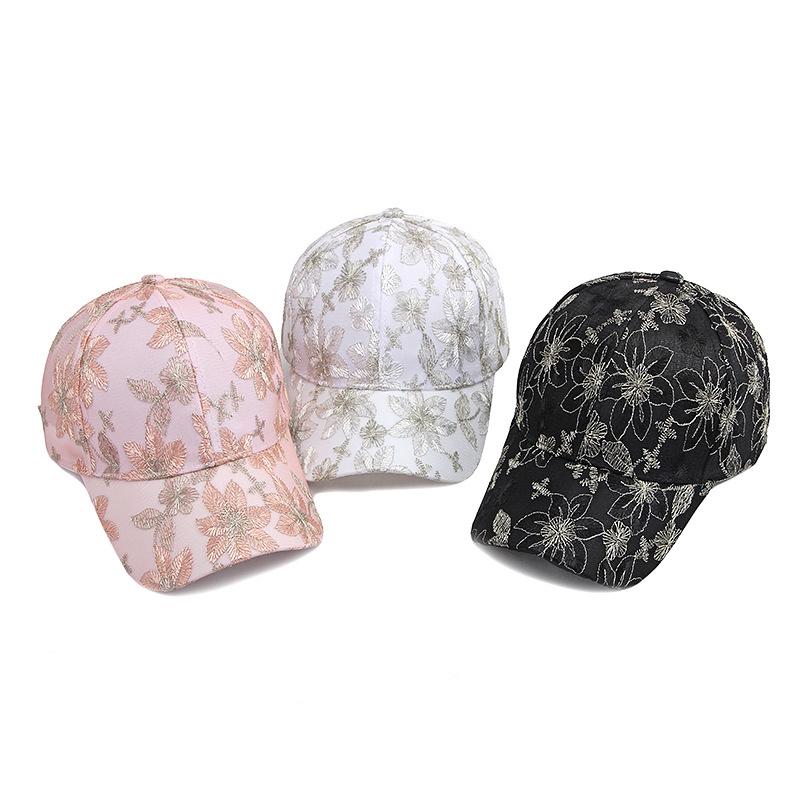 Gorra de béisbol con flores de encaje de verano, gorra transpirable para deportes al aire libre, gorra para el sol para mujeres y hombres, gorra ajustable con cierre trasero, gorras de golf y pesca