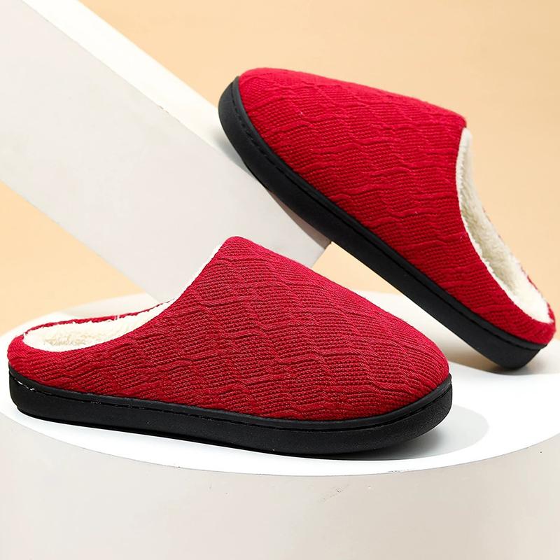 

Модные домашние вязаные теплые хлопковые тапочки Женские удобные хлопковые тапочки из искусственного меха Женские осенне-зимние тапочки-слайды с круглым носком на меху Леди 44-45 вино красного