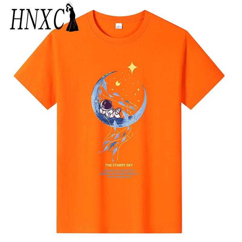 HNXC Bavlněné tričko s krátkým rukávem Pánská móda Košile s volným polovičním rukávem Košile s potiskem