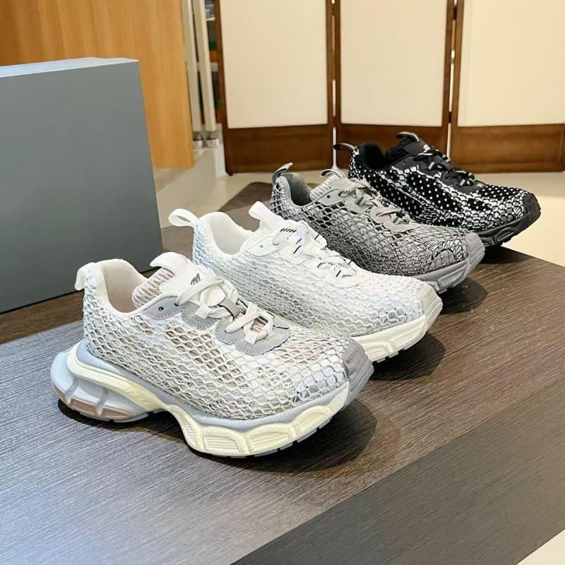 Hochwertige Sneakers Damen Skateschuhe Strass Damen Slipper Plateau Fischnetz Glänzende Damen Freizeitschuhe Kristall Sneaker
