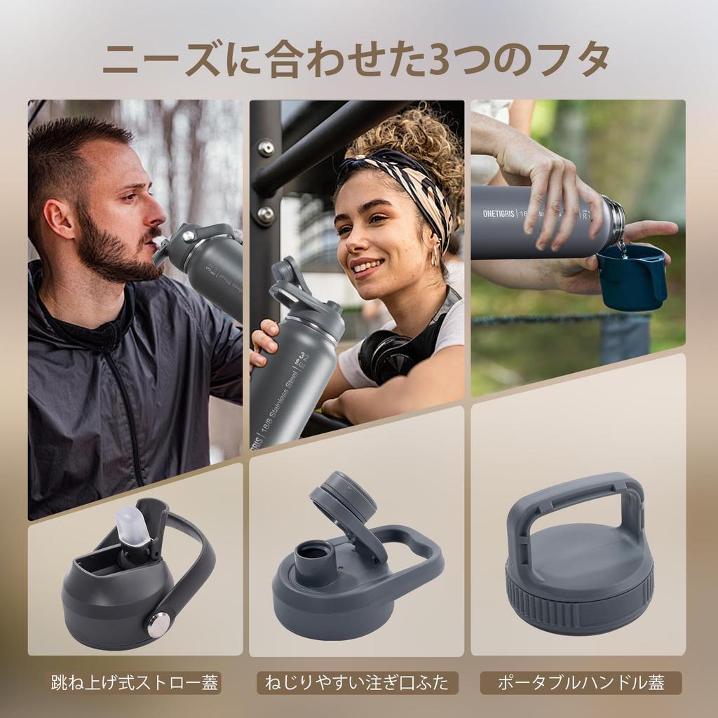 OneTigris 1 Liter Stainless Steel Water Bottle Set with Vacuum Insulated Keeps Hot or Includes 3 Replacement 2 and 1 Wide Easy To Military Suitable