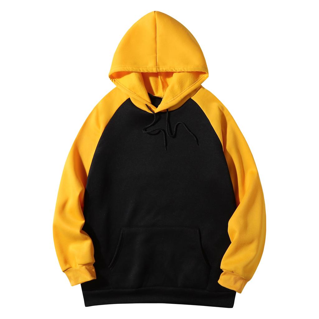 Women's Color Stitching Hooded Sweatshirt Unisex Long Sleeve Pullover Casual All-match Hoodies for Autumn Winter