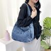 Damen Washed Denim Tasche Umhängetasche Schultertasche