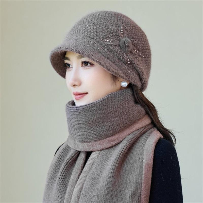 Middle-aged and Elderly Mother Hat Women's Velvet New Autumn and Winter Warm and Cold Old Lady Knitted Hat Wool Hat