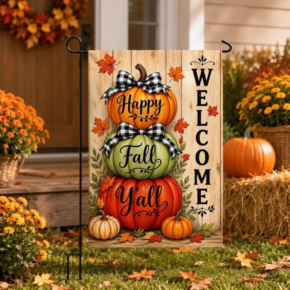 Linen Halloween Fall Pumpkin Garden Flag Rustic Style Ghost Welcome Flag Porch