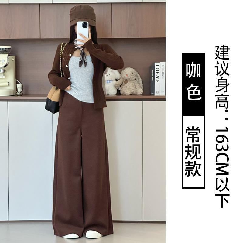 

Женские Новые Свободные Брюки с Завышенной Талией, Облегающие, Мягкие, Приятные к Коже, Широкие Штанины, Драпировка, Длина до Пола, Повседневные Брюки, Весенне-Осенний Стиль S коричневый