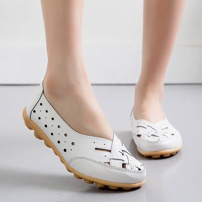 Sapatos Baixos Mocassins de Couro Sapatos de Condução Mocassins Confortáveis Casuais Slip on Verão Sapatos de Enfermeira para Mãe Tamanho Grande