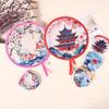 Mini flower Style Folding Fan Round With Pocket Handheld Fan Flower Pattern Collapsible Fan Wedding Party Outdoor Activities