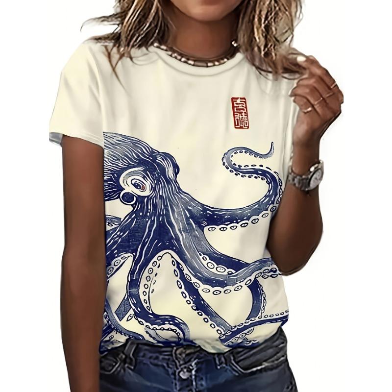 Women's new printed loose casual round neck short-sleeved T-shirt
