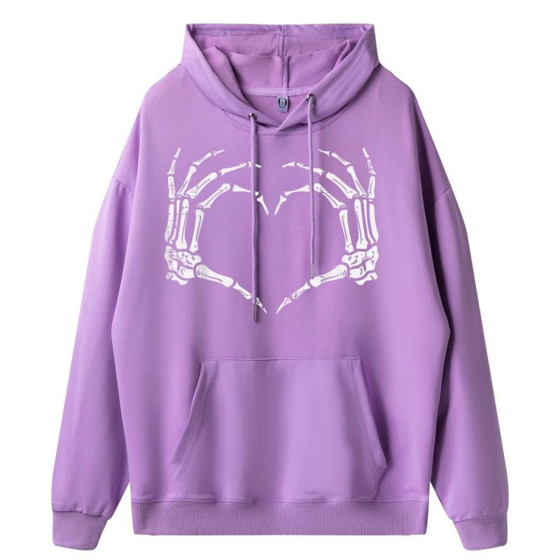 EU Size Retro Heart Skeleton Hands Hoodie