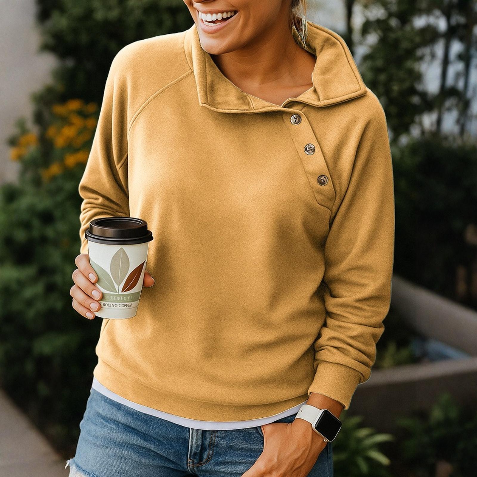 

Женский модный пуловер с длинными рукавами и однотонный свитшот M жёлтый