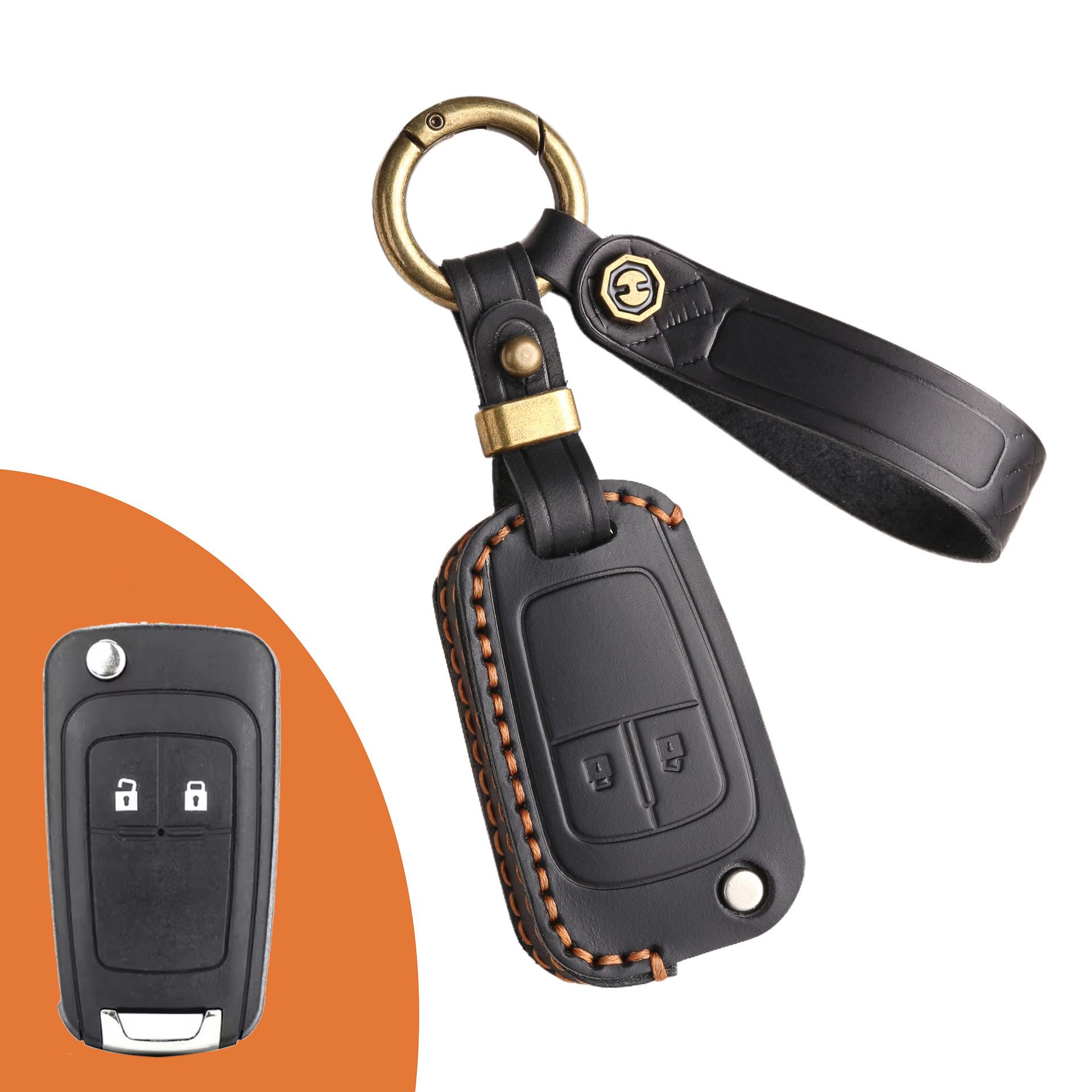Car Key Cover Is Suitable For Buick Folding Key Cover, Chevrolet Car Key Bag, Handmade Leather.