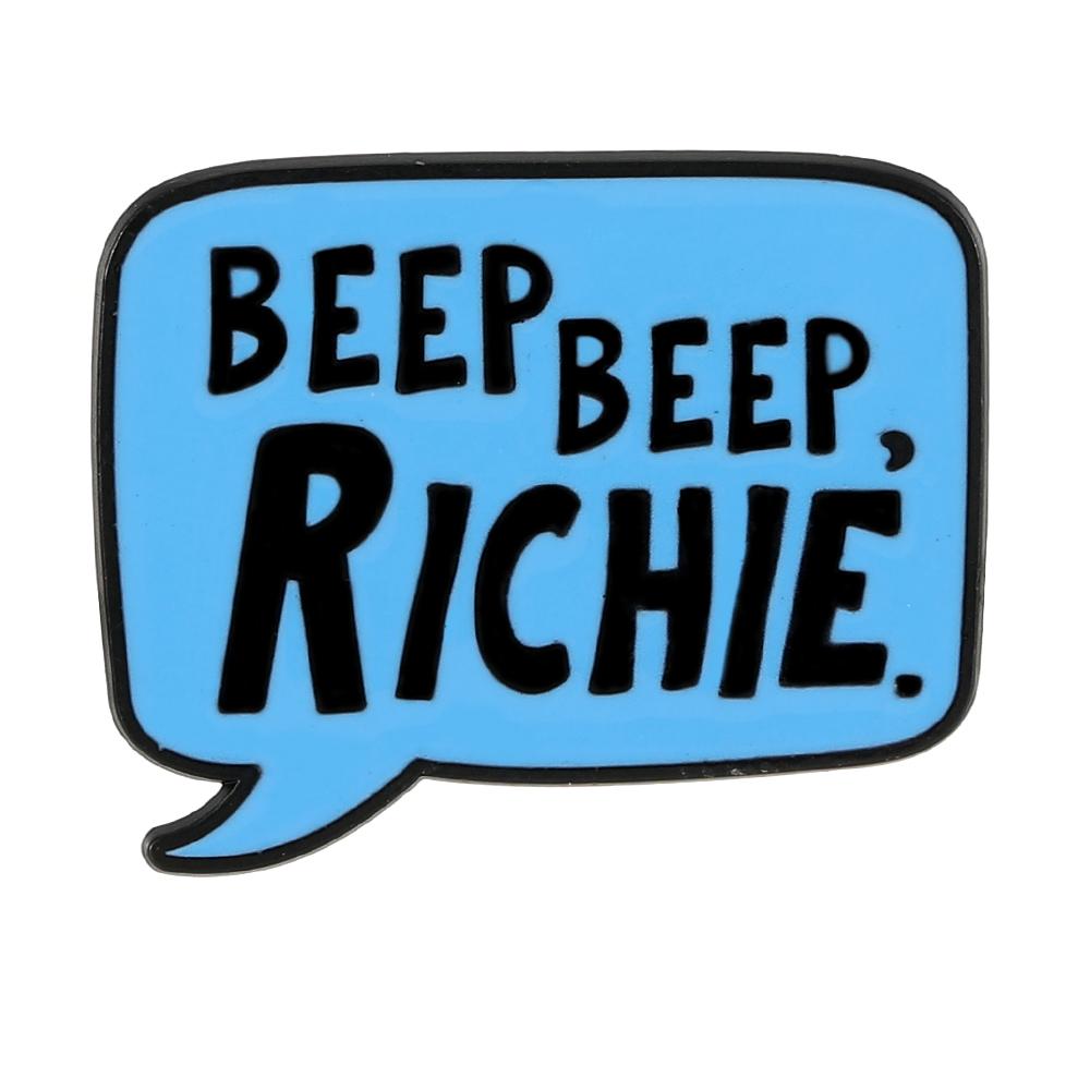 Funny Beep Beep Richie Enamel Brooches Blue Letter Words Social Pins Cheap Items With Free Shipping