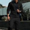 Men's Casual Waffle Knit Set: Solid Color Cardigan Jacket and Long Pants