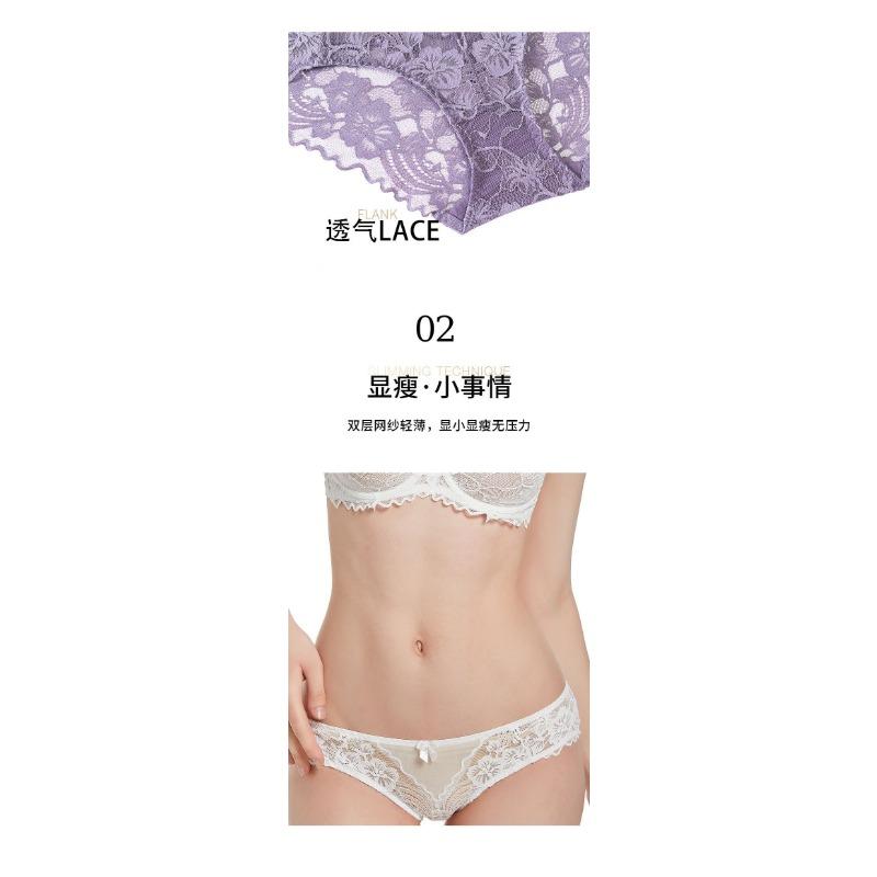 Women Sexy French Low Waist Plus Size Lace Cotton Crotch Triangle Panty