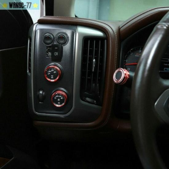 8Pcs Center Console Switch Knob Decor Cover Trim For Chevy Silverado 2014-2018