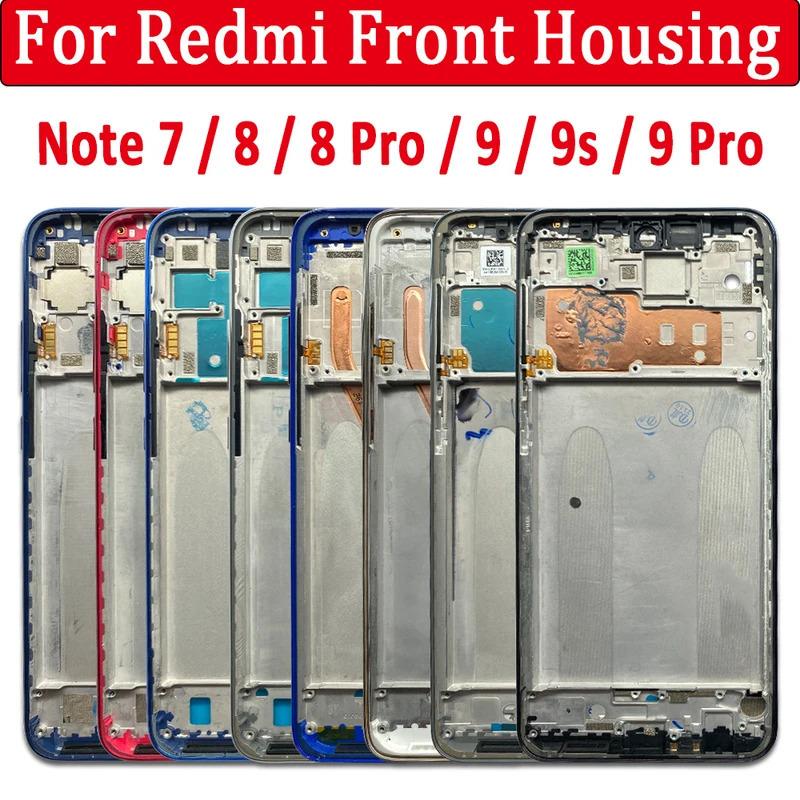 Front Housing Middle Frame LCD Frame Screen Bezel Cover Holder Replacement Parts For Redmi Note 7 8 Pro 9S 9 Pro
