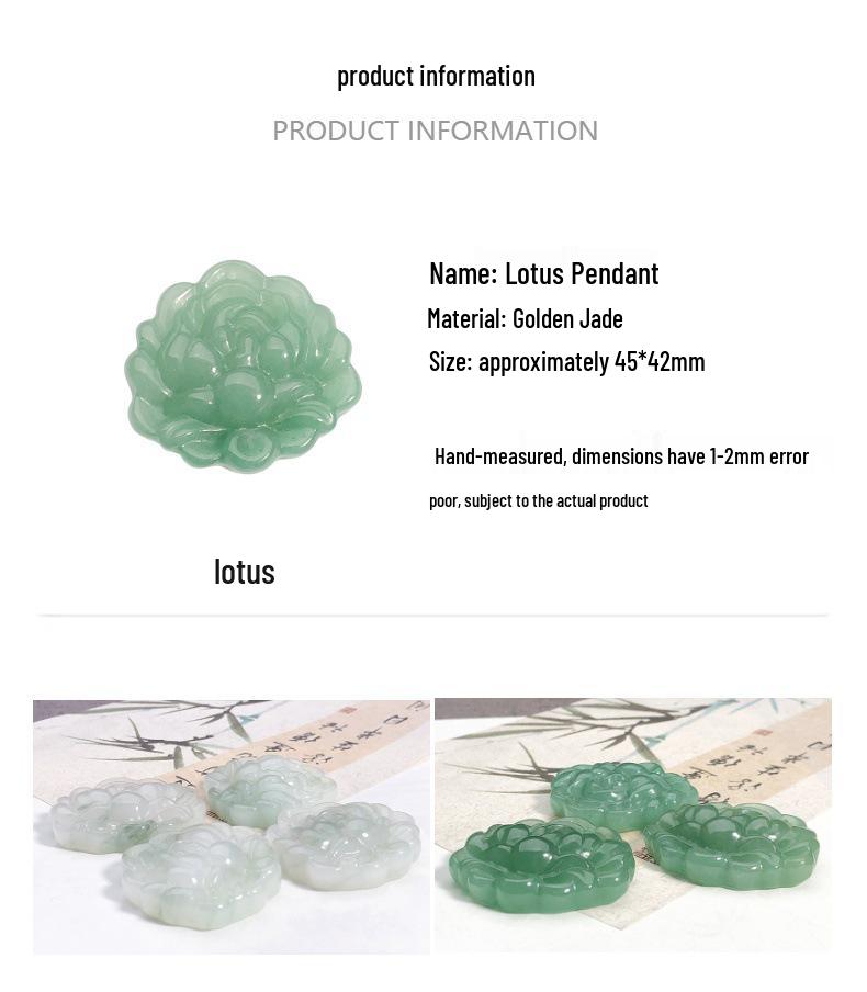 Natural Xinjiang Green Lotus Jade Pendant Necklace for Women - Good Luck Charm