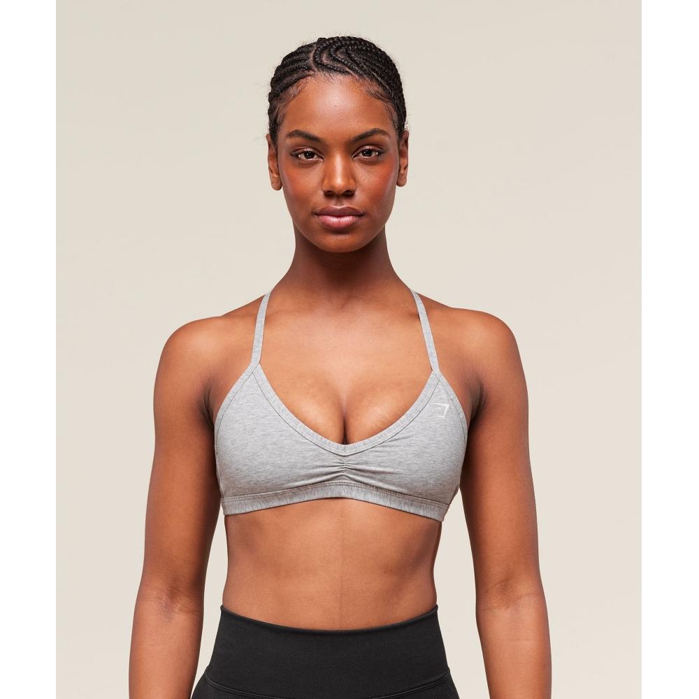 

Gymshark Cotton Minimal Sports Bra Light Grey Core Marl B3b7x Gbcn L