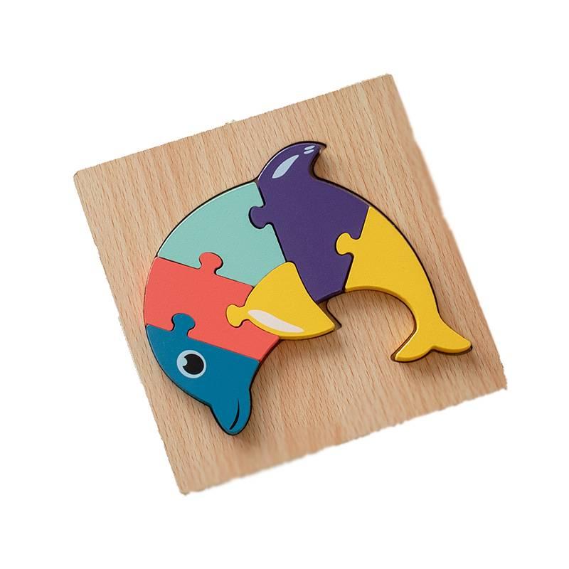 

Wooden 3d Puzzle Cognitive Animal Traffic Shapes Matching Blocks For Early Education Dolphin