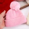 Solid Pom Knitted India Hats Infant 0-12M Boys Girls Folded Crochet Ins Fall Winter Warm Beanies Newborn Caps Headwraps