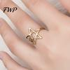 Hollow Star Shape Finger Ring Thumb Adjustable Opening Design Titanium Steel Band Versatile Jewelry Gift