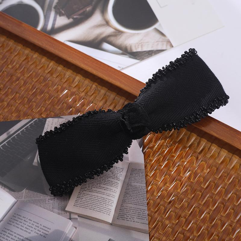 New Style Pearl Women's Wide Black European-American -Style Pure Handmade Hairband Hair Accessories Simple Foreign Trade