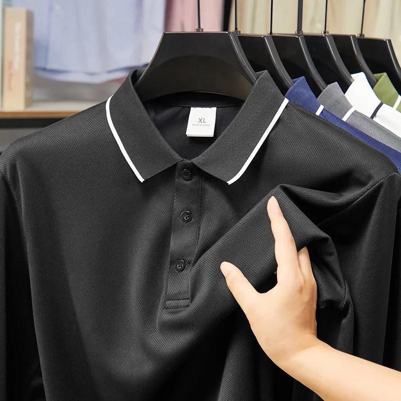 

Новая мужская рубашка с длинным рукавом в стиле business casual, однотонная рубашка поло, модная, дышащая, удобная, универсальный топ M чёрный