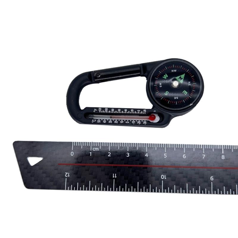 Portable Aluminum Alloy Carabiner with Compasses & Thermometer Camping Accessory