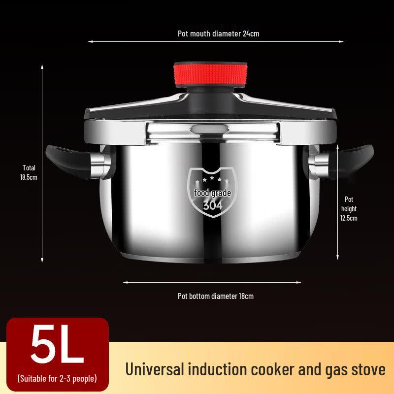 Minna 304 Stainless Steel Multi-Stove Pressure Cooker 24cm, 5L