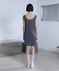 Bunteu Henley Neck Tie Mini Dress (Charcoal)