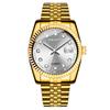 Orologi da Coppia Acciaio Inossidabile con Cinturino, Calendario, Viso con Strass Dorati: Moda Casuale Quarzo da Uomo e da Donna