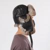 New Winter Men Natural Rabbit Fur Bomber Hat Genuine Sheepskin Leather Cap Men Outdoor Windproof Super Warm Rabbit Fur Caps