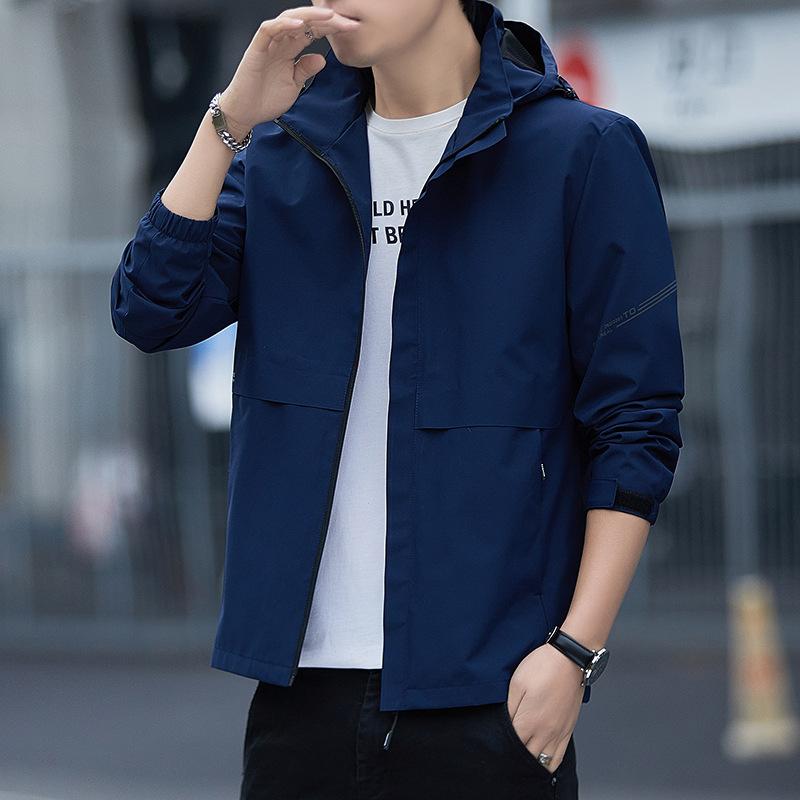 Hooded slim-fitting versatile jacket popular men s spring new trendy ruffian handsome and thin jacket men s spring and autumn season 5XL