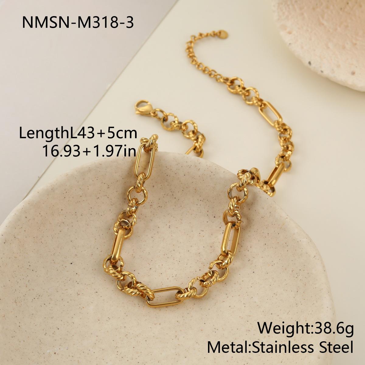 GEMCHIC Women s Stainless Steel European-American Light Luxury Horse Buckle Chain Necklace and Bracelet Set