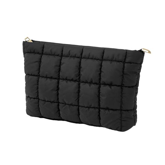 Cosmetic Bag Compact Quilted Makeup Bag with Top Zipper Closure Spacious Inner Pocket Travel Organizer Handbag Makeup Pouch