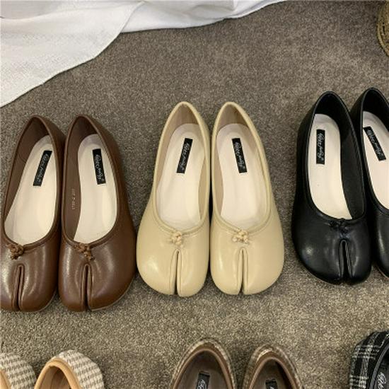 Doudou Women's 2024 Summer Split-Toe Flat Shoes - Lazy Horseshoe Design for Autumn