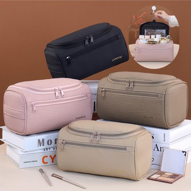 New Leather Men Women Dopp Kit Hanging Travel Washing Organizer Toiletry Bag Business Makeup Pouch Storage Handbag Cosmetic Bag