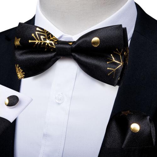 Conjunto de abotoaduras masculinas de seda azul ajustável com gravata borboleta Paisley floral Hanky