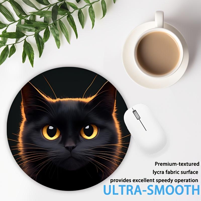 Black Cat Round Mouse Pad Durable Non-Slip Rubber Mat Office Gaming Desk Pad Mouse Mat Setup Desk Accessories Mousepad Carpet