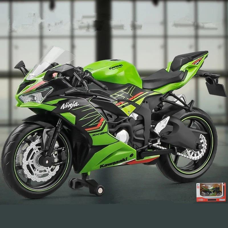 1/12 Kawasaki Ninja ZX-6R Race Cross-country Motorcycle Model Simulation Metal Street Motorcycle Model Collection Kids Toys Gift