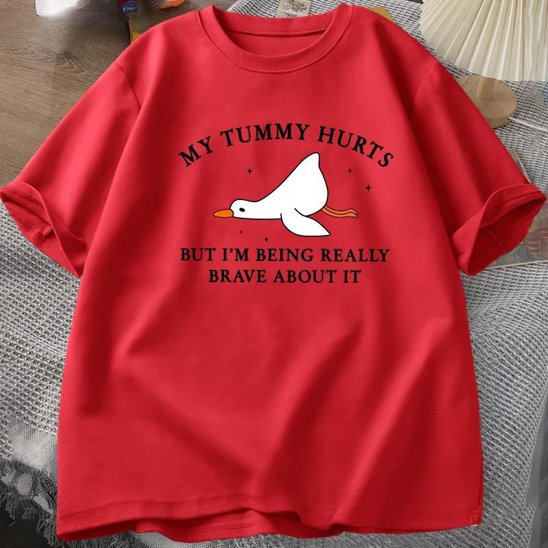 Letter White Goose Cartoon Pattern Printed Summer Womens Tshirt Short Sleeve Round Neck Casual Street Womens Tshirt