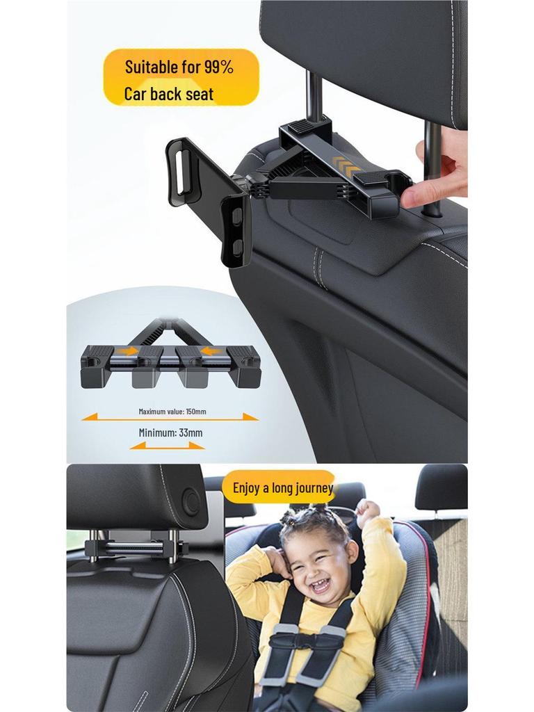 Rotating Telescopic Car Headrest Phone & Tablet Holder with Back Pillow for Rear Seat Entertainment
