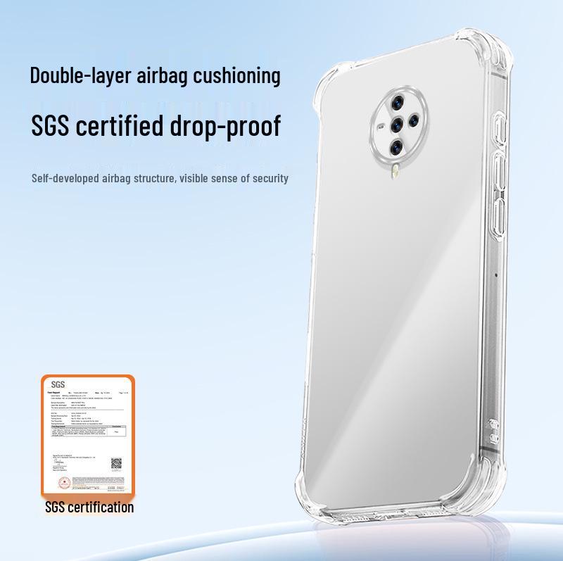 Vivo S6 Transparent TPU Case with Airbag Corner Protection and Full Coverage