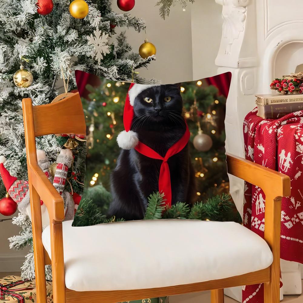 Fantasy And Quirky Animal Christmas Second Pillow Case Silky Short Plush With Invisible Zipper Dustproof Sofa Cushion Cover