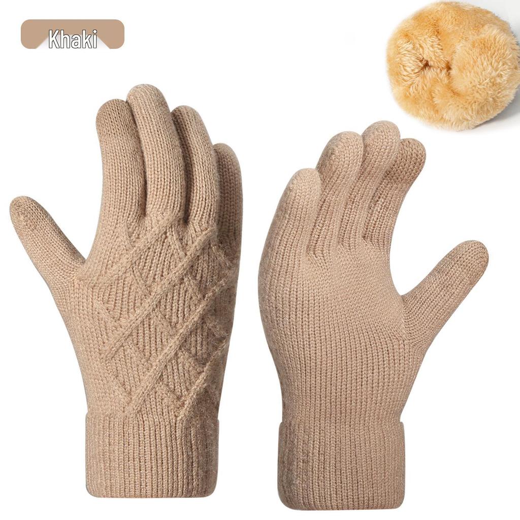 Warm Knit Touchscreen Gloves for Women - Windproof, Double-Layer Winter Cycling & Office Cold Protection
