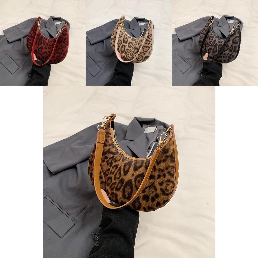 Fashionable Pu Leather Crescent Bag With Leopard Print Perfect For Casual Outfits