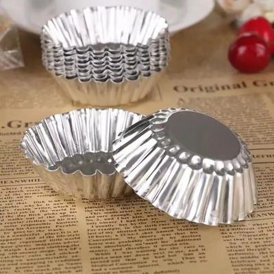 10Pcs New Aluminum Alloy Egg Tart Mold Flower Shape Reusable Cupcake Mold Non-stick Muffin Baking Cup Kitchen Tool